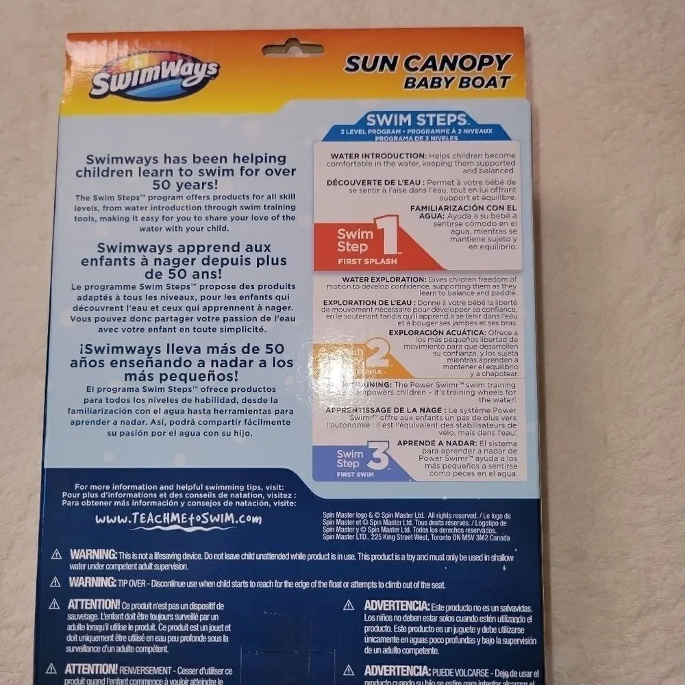 Swimways sun Canopy Baby Boat Step 1 Ages 9-24 Months Swimming Crab or Palm